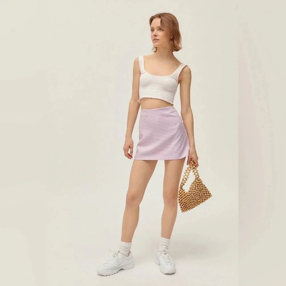 Urban Outfitters Lavender Gingham Mini Skirt - Picture 2 of 8